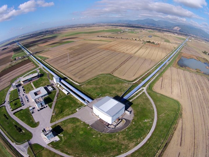 An aerial view shows the Laser Interferometer Gravitational-Wave Observatory.