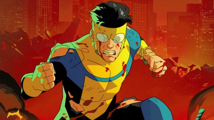 Mark Grayson covered in blood and looking angry in season 2 of Invincible.