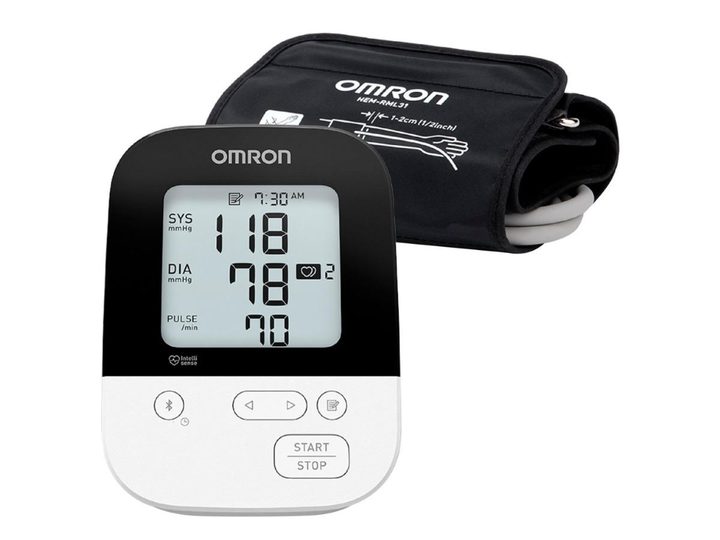 The Omron 5 Series upper arm blood pressure monitor against a white background.