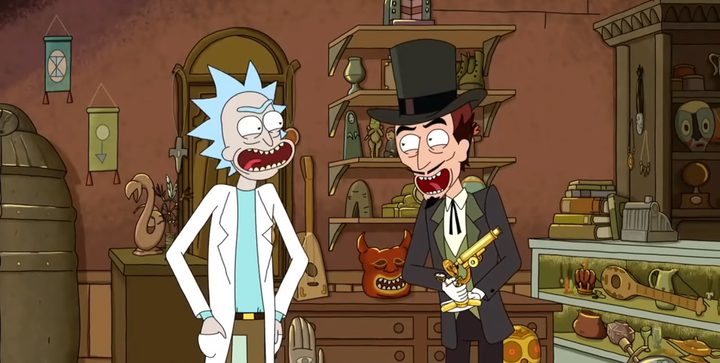 Rick and Mr. Needful in "Rick and Morty."