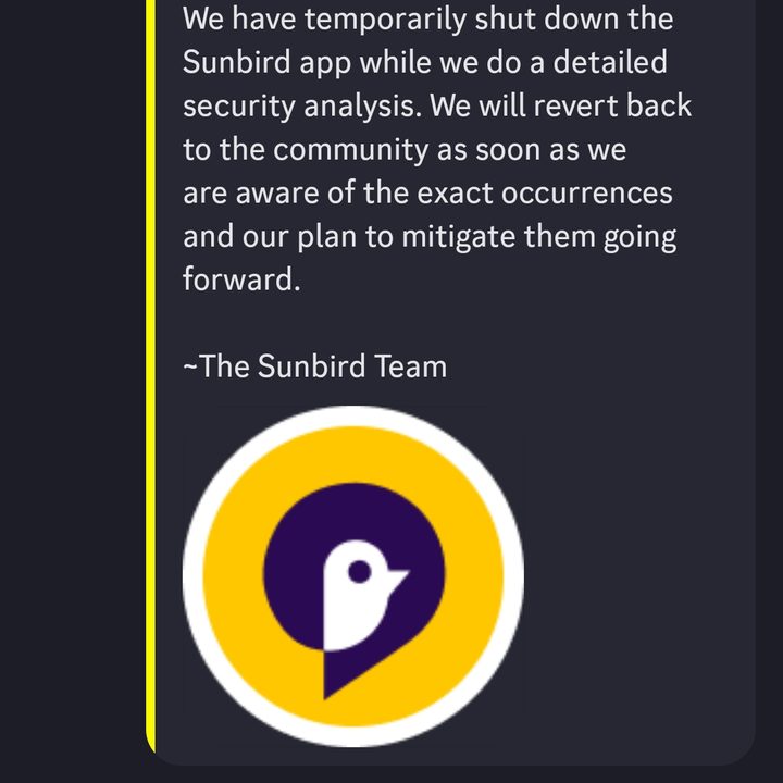 Sunbird Discord announcement 1.