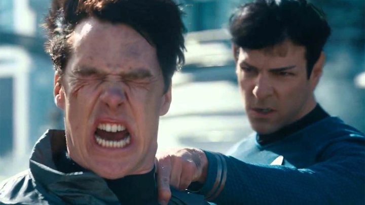 Benedict Cumberbatch and Zackary Quinto in Star Trek Into Darkness.