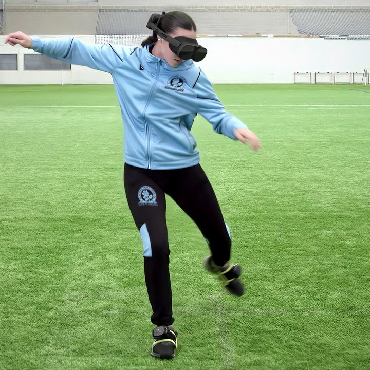 The HTC VIive Ultimate Tracker TrackStraps in use for sports training.