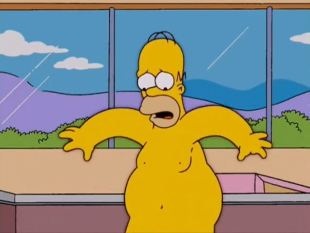 Homer naked in "The Simpsons."