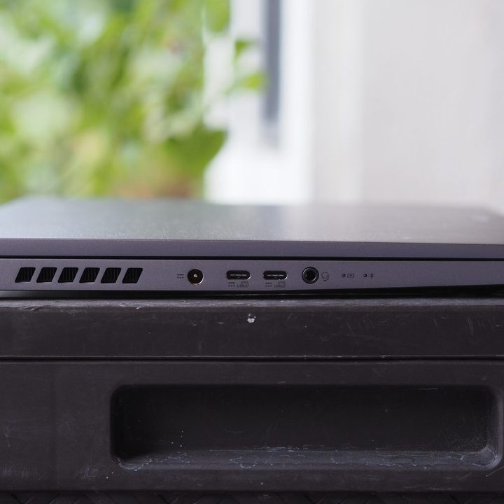 Acer Swift X 16 left side view showing ports and vents.