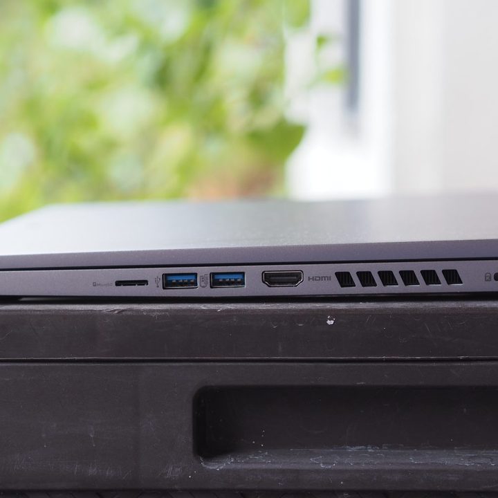 Acer Swift X 16 right side view showing ports and vents.