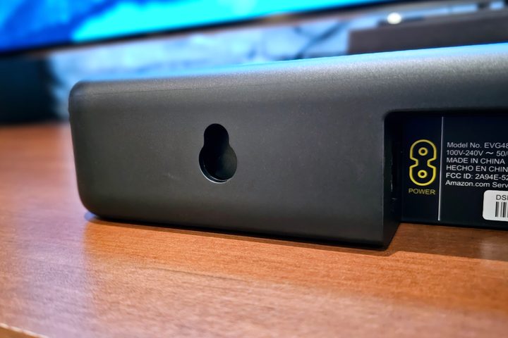 Amazon Fire TV Soundbar wall-mount eyehole.