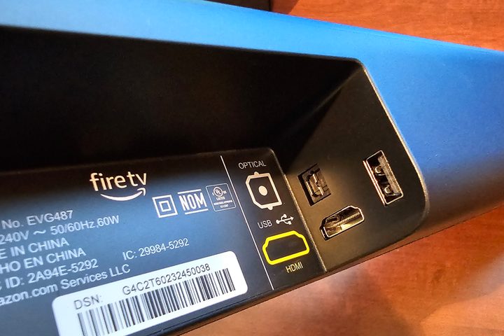Amazon Fire TV Soundbar ports.