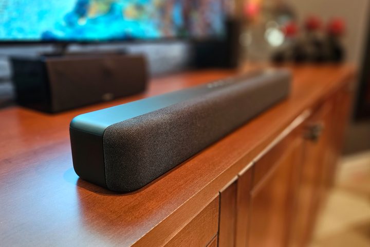 Amazon Fire TV Soundbar left side view.