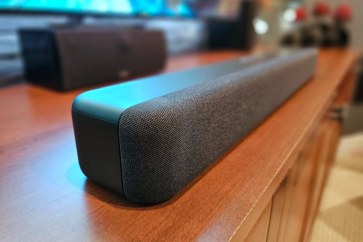 Amazon Fire TV Soundbar left side view.
