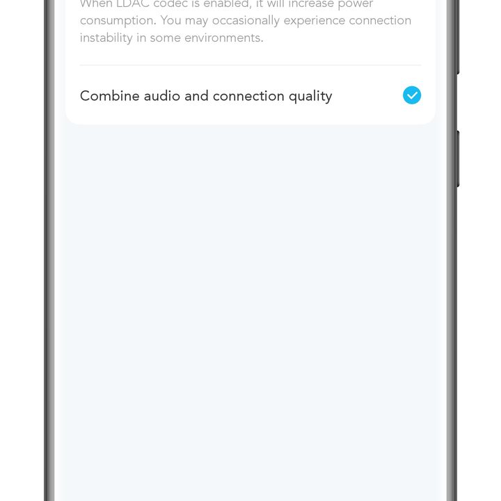 Soundcore app for Android sound quality (LDAC) screen.