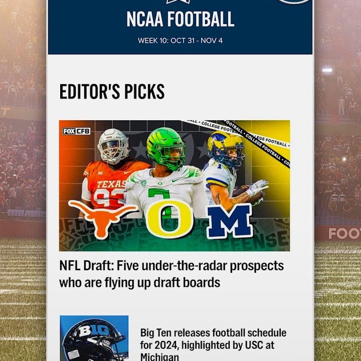 The news feed in Fox Sports.