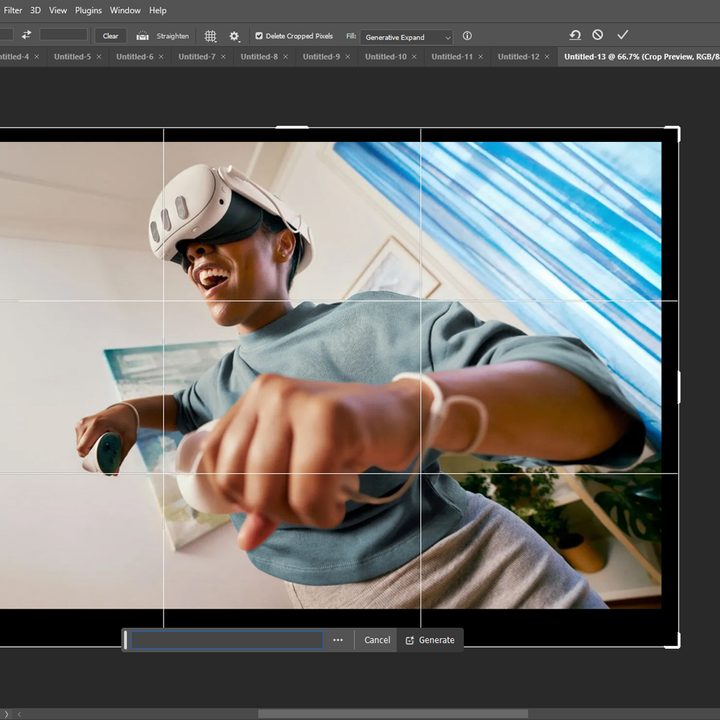 Selecting the crop areas in Photoshop.