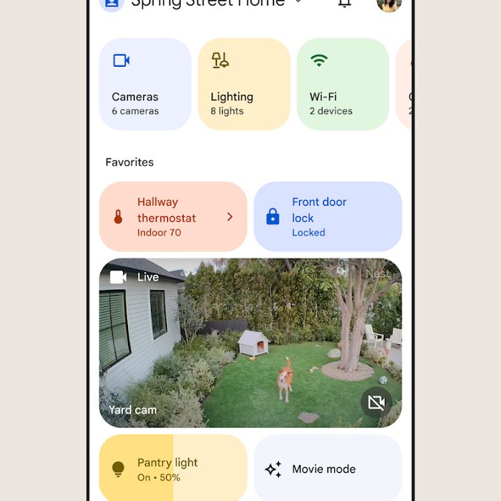 The Google Home main menu.