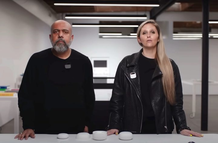 A still taken from the Humane AI Pin presentation video.