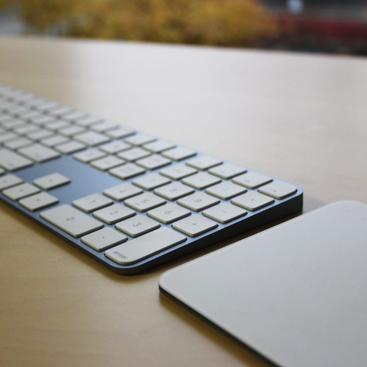 The Magic Keyboard and trackpad on a desk.