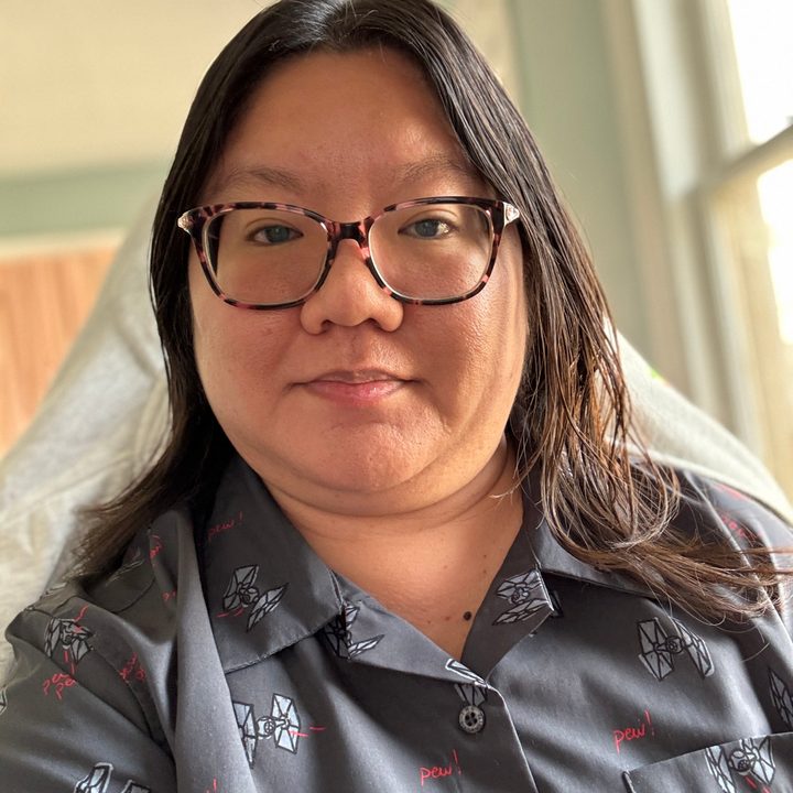 Selfie portrait taken with iPhone 15.