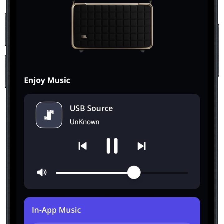 JBL One app for iOS USB display.