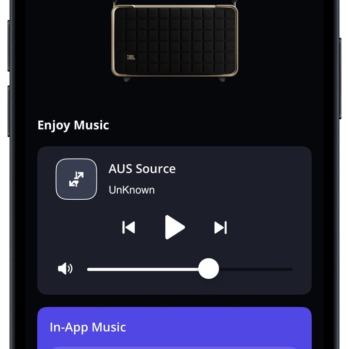 JBL One app for iOS aux-in display.