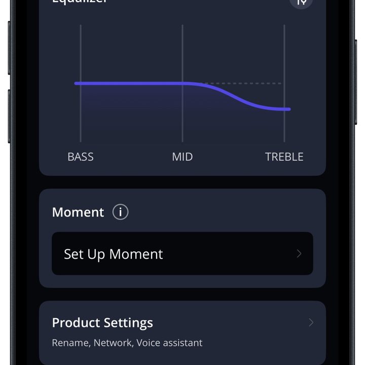 JBL One app for iOS EQ display.