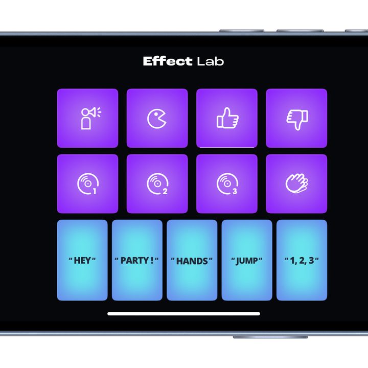 The DJ sound effects pads of the JBL One app for the PartyBox Ultimate.
