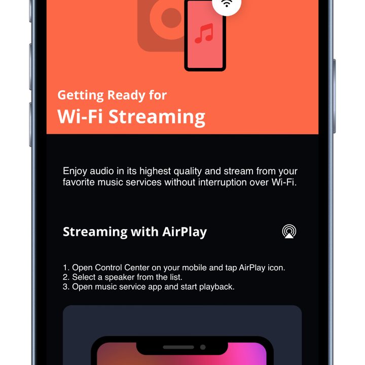 The JBL One app's Wi-Fi streaming page.