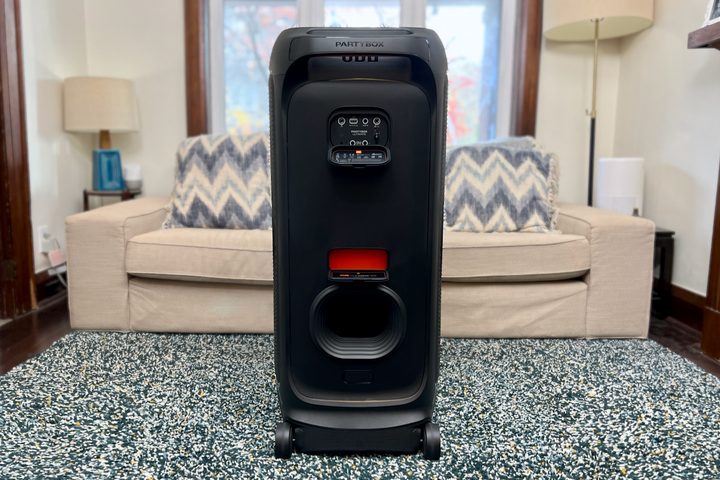 The back of the JBL: PartyBox Ultimate showing its read bass port.