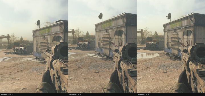 Preset comparison in Modern Warfare 3 on PC.