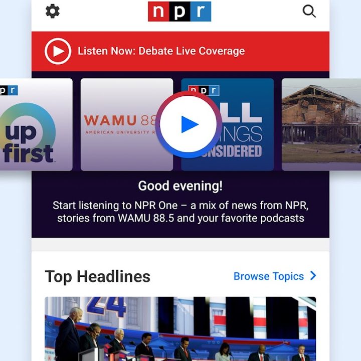 The news section of the NPR app.