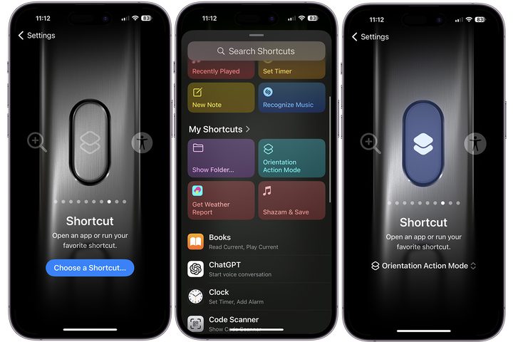 Orientation Action Mode for iPhone 15 Pro's Action button.