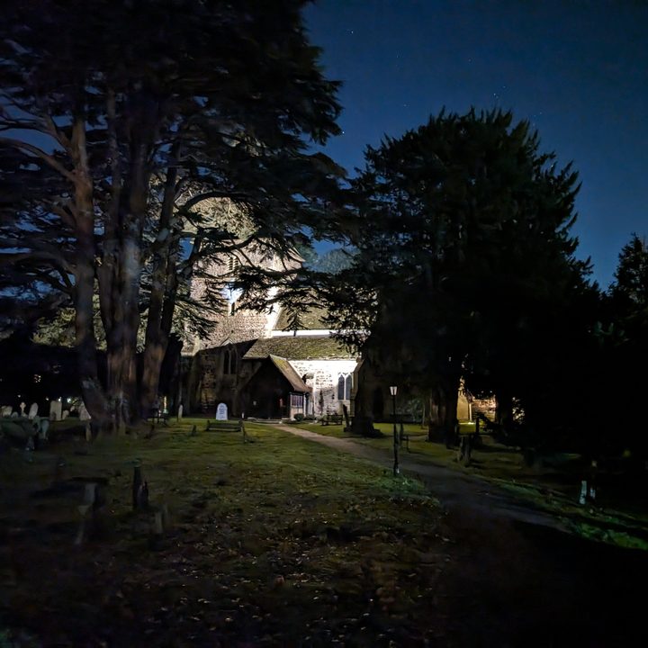 A Night mode photo taken with the Google Pixel 8.