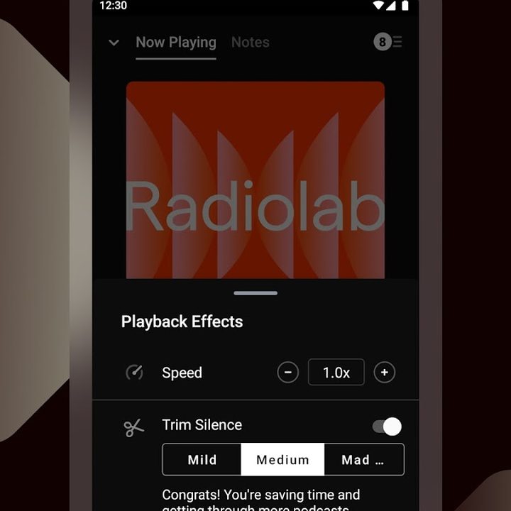 Advanced listening options on Pocket Casts.