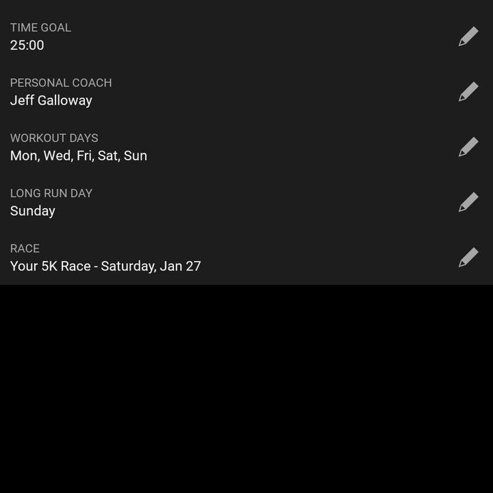 All the customizable options in Garmin Connect's running plans.