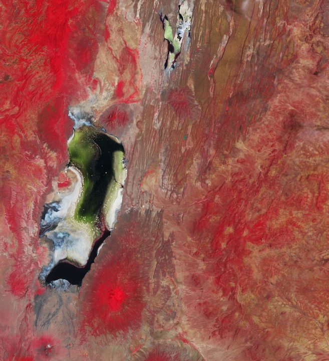 A near-infrared image of Kenya and Tanzania.