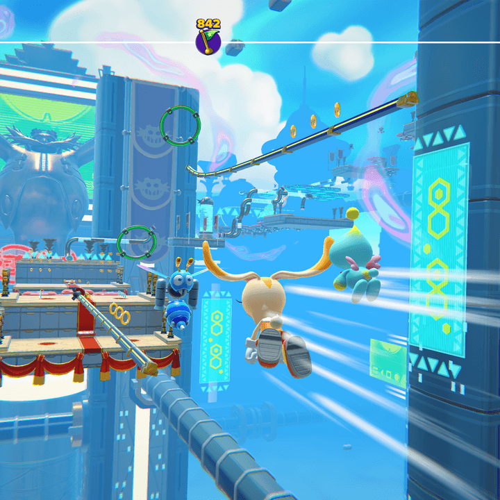 Cream flies through a level in Sonic Dream Team.