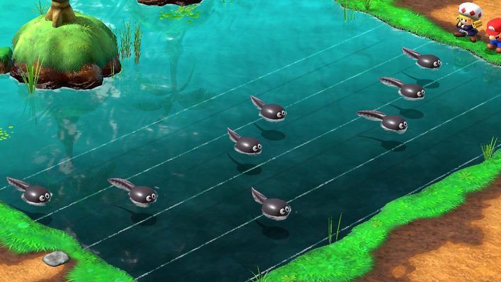Tadpoles sit in a pong in Super Mario RPG.