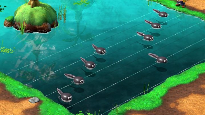 Tadpoles sit in a pong in Super Mario RPG.