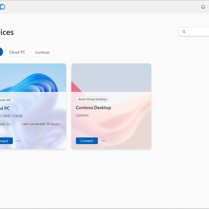 The Devices tab as seen on the Windows App.
