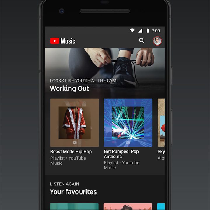 The main page of YouTube Music.