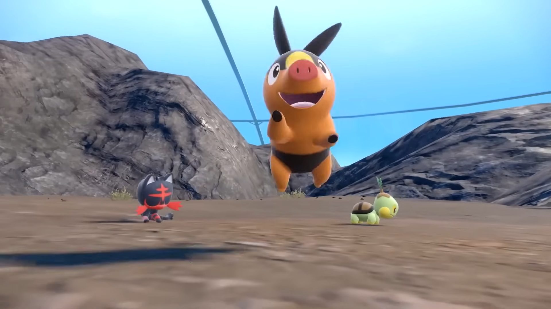 Three pokemon having fun.