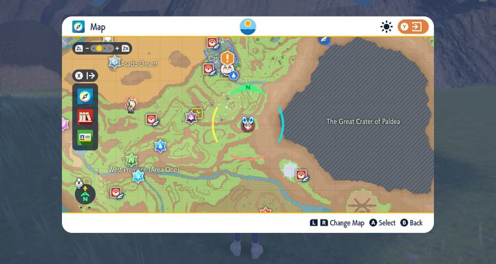 A map of paldea in Pokémon Scarlet and Violet.