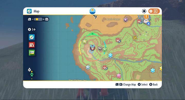 A map of paldea in Pokémon Scarlet and Violet.