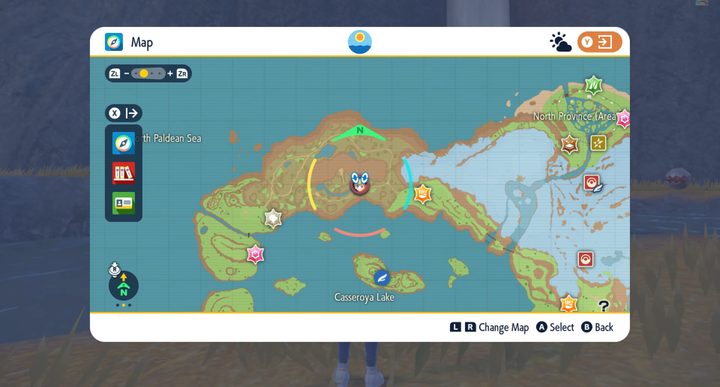 A map of paldea in Pokémon Scarlet and Violet.