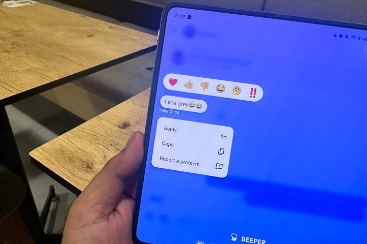 Emoji reactions on Beeper Mini.