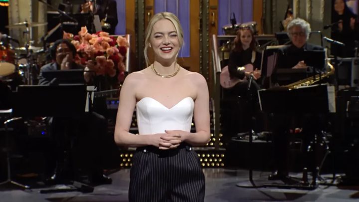 Emma Stone hosting Saturday Night Live.