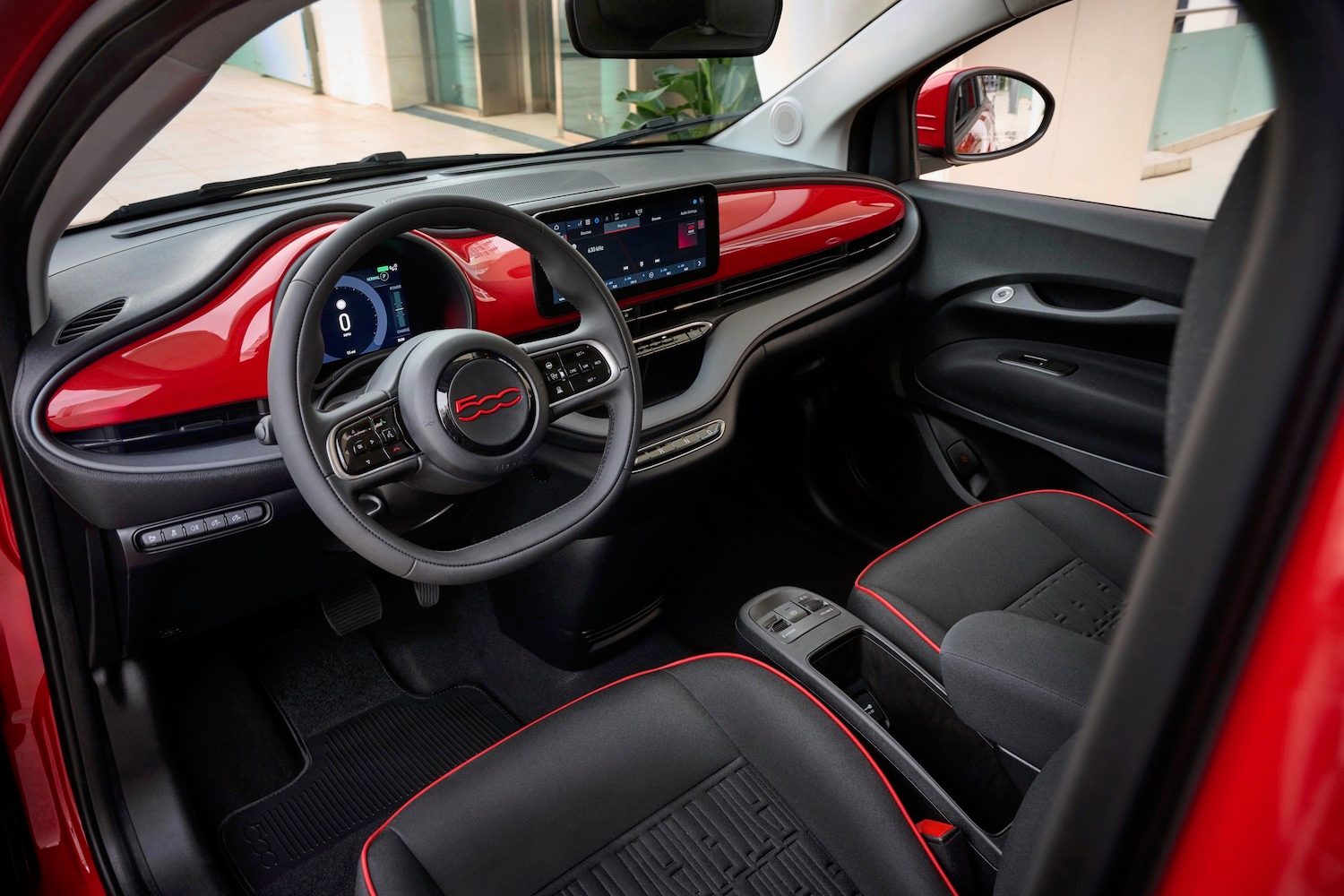 Interior of a 2024 Fiat 500e.