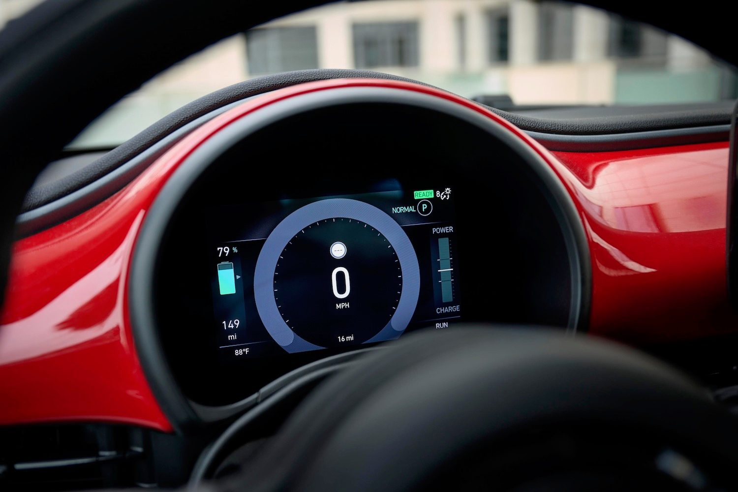 Digital instrument cluster in a 2024 Fiat 500e.