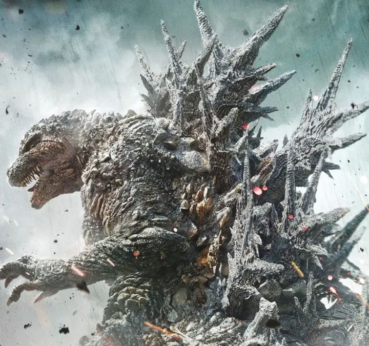 Godzilla strikes an impressive pose in Godzilla Minus One.