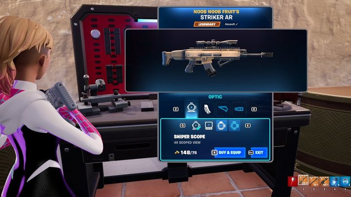 Gwen at Fortnite's Mod Bench.