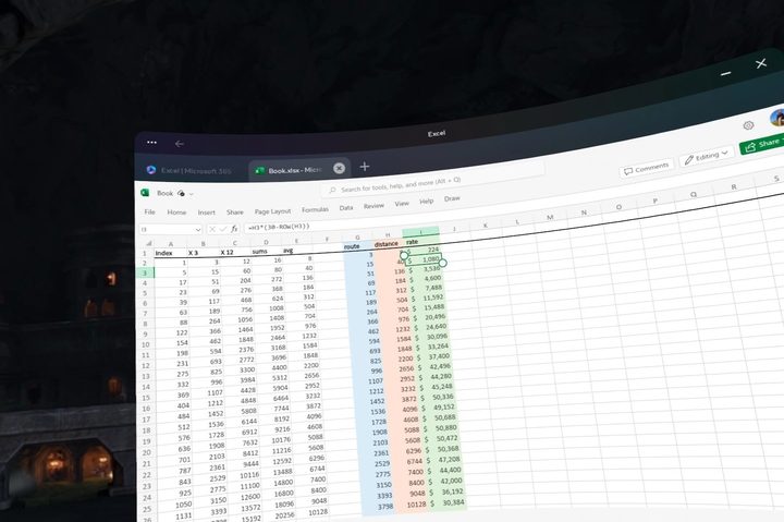 It's easy to color and style a spreadsheet in Excel on the Quest 3.